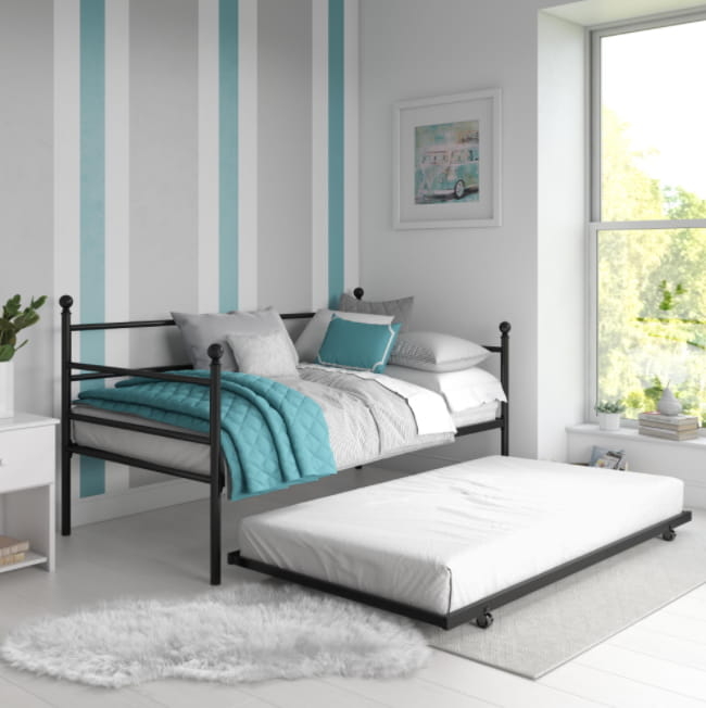 Space-Saving Narrow Daybed with Pull-Out Trundle