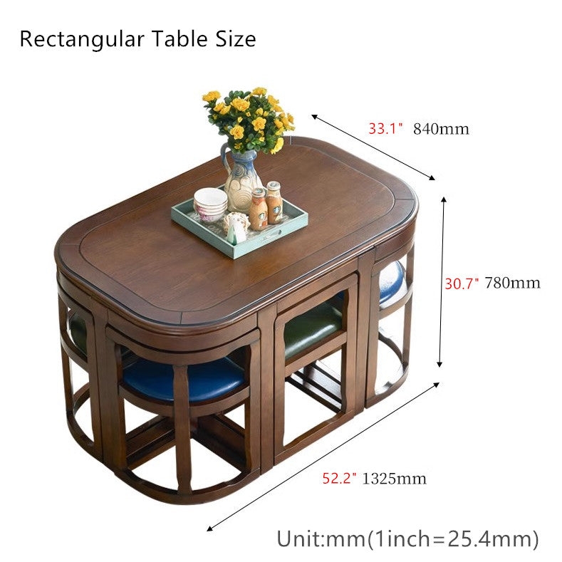 Space Saving Solid Wood Nesting Dining Table and Chairs Set  SPS FURNTIURE