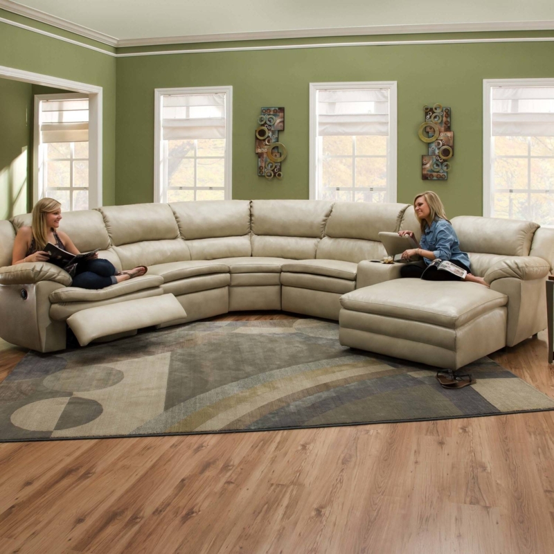 Spacious Beige Oval Sectional Sofa for Living Rooms