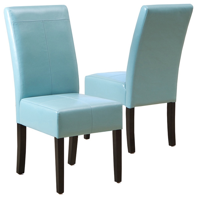 Stella Blue Leather Transitional Dining Chairs Set