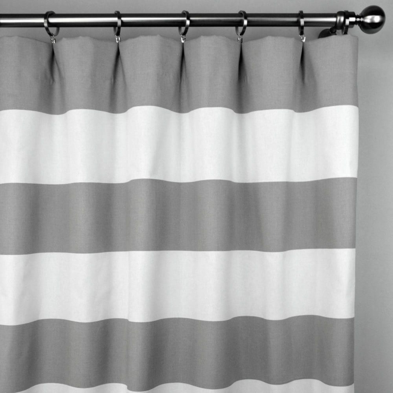 Storm Gray and White Horizontal Stripe Curtains