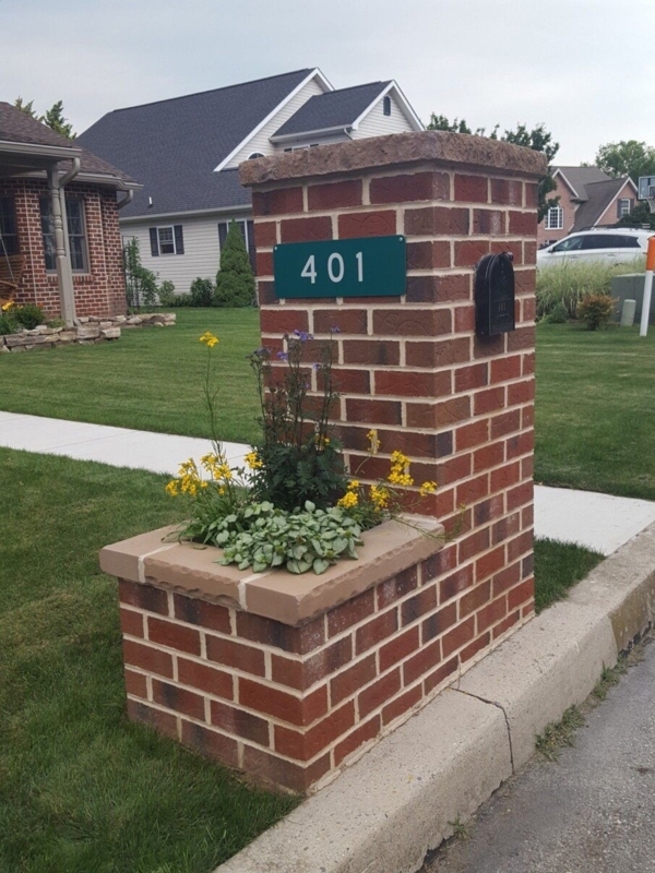 Stylish Brick Mailbox with Built-in Planter Design
