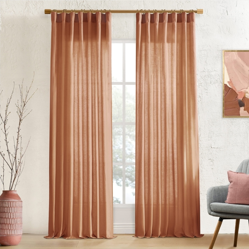 Terracotta Rust Sheer Curtain Panels for Cozy Bedrooms