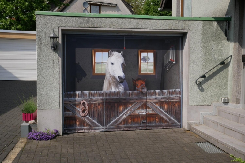 These Garage Door Decals Make It Look Like There's an Airplane, Horse ...
