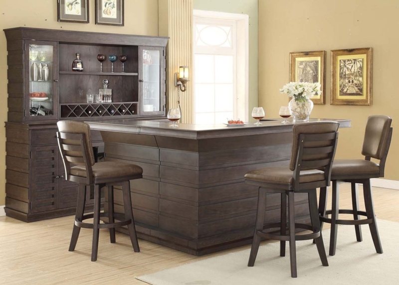 Toscana Dark Wood Home Bar Set with Stools
