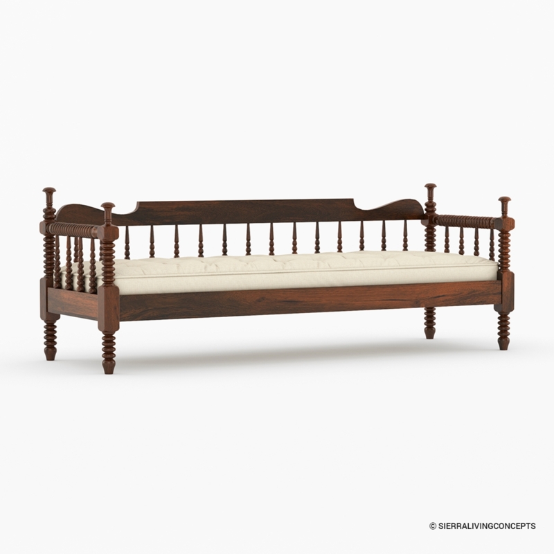 Traditional Solid Wood Narrow Daybed with Cushion