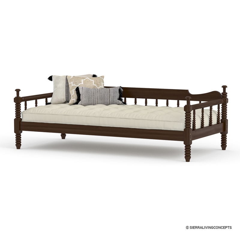 Traditional Solid Wood Narrow Daybed with Cushions