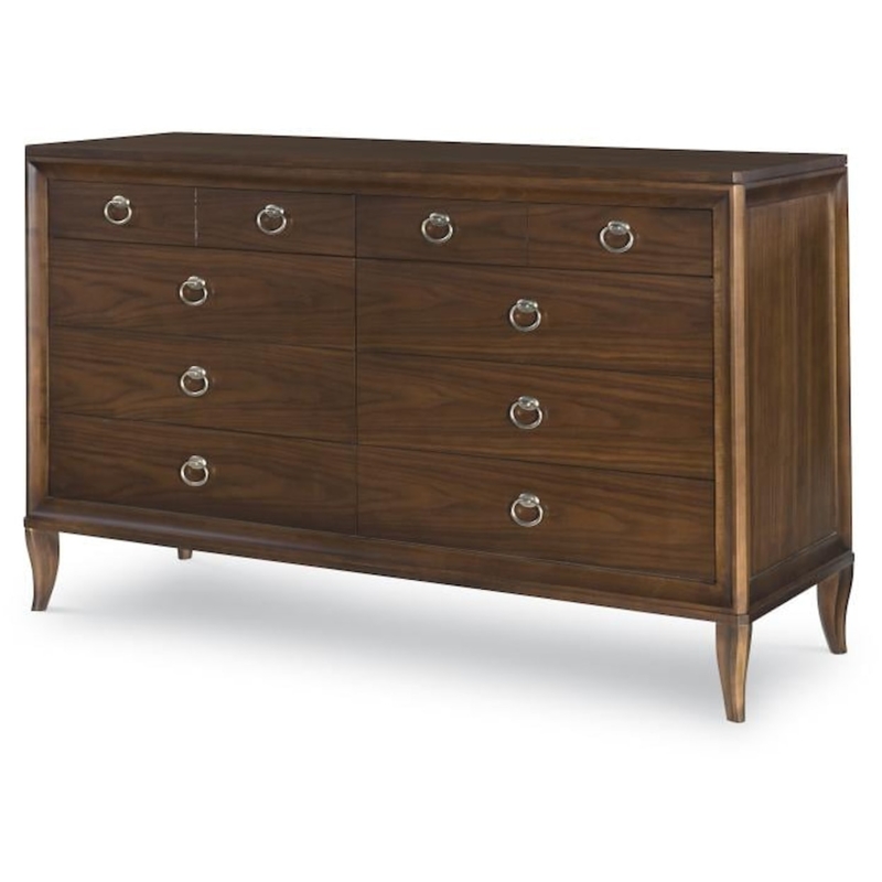 Transitional Walnut 8-Drawer Wooden Dresser