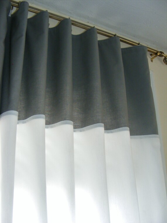 Two-Tone Gray and White Modern Curtains Draperies