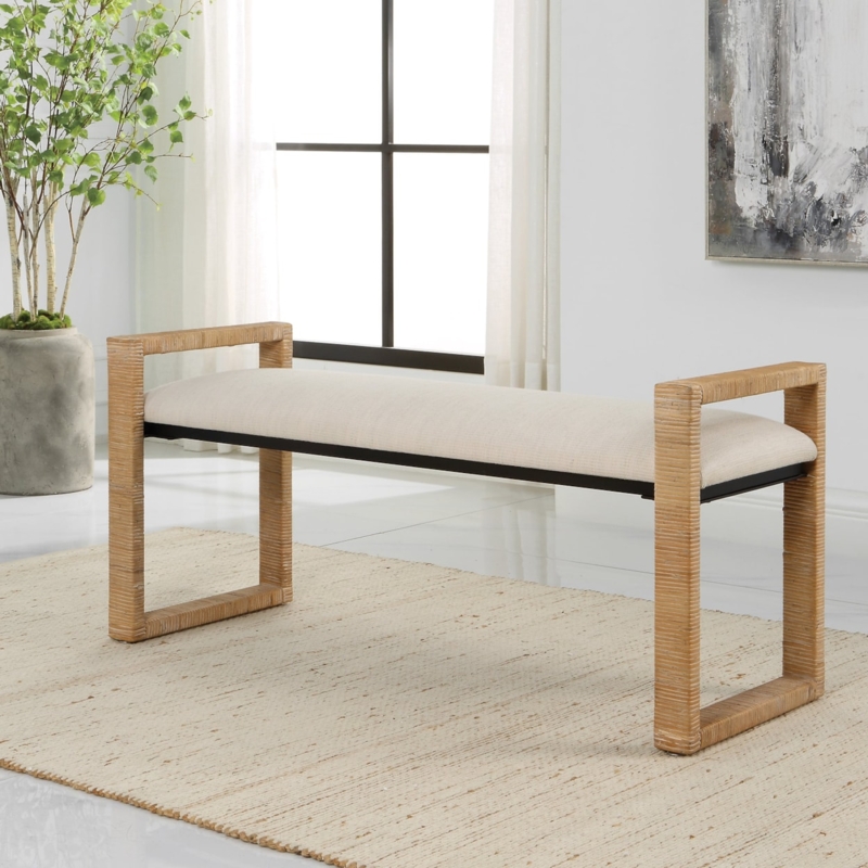 Uttermost Areca 23760 Areca Coastal Rattan Bench | Wayside Furniture ...