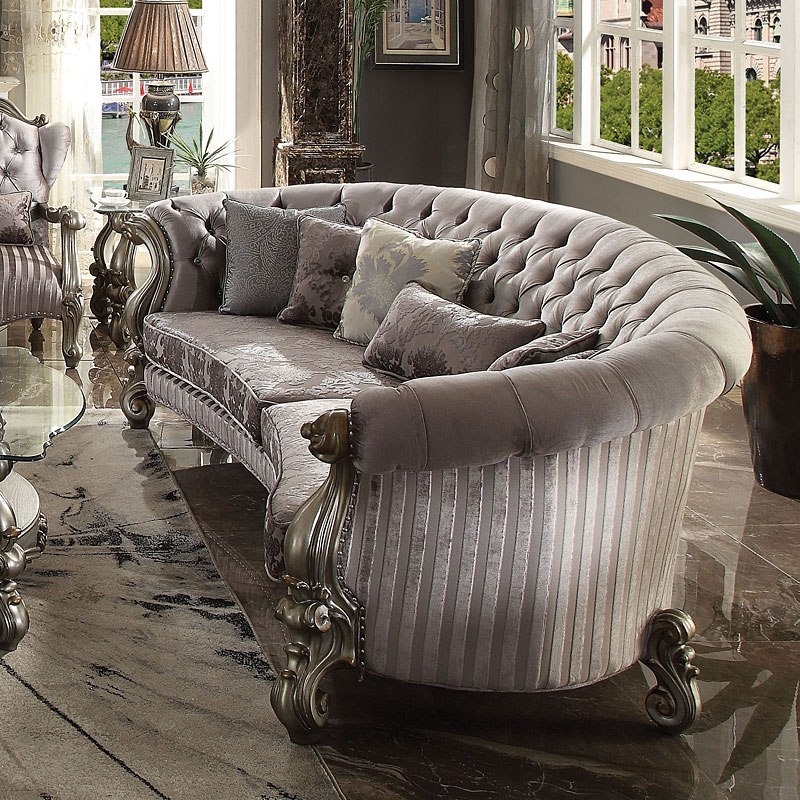 Versailles Crescent Antique Platinum Curved Sofa