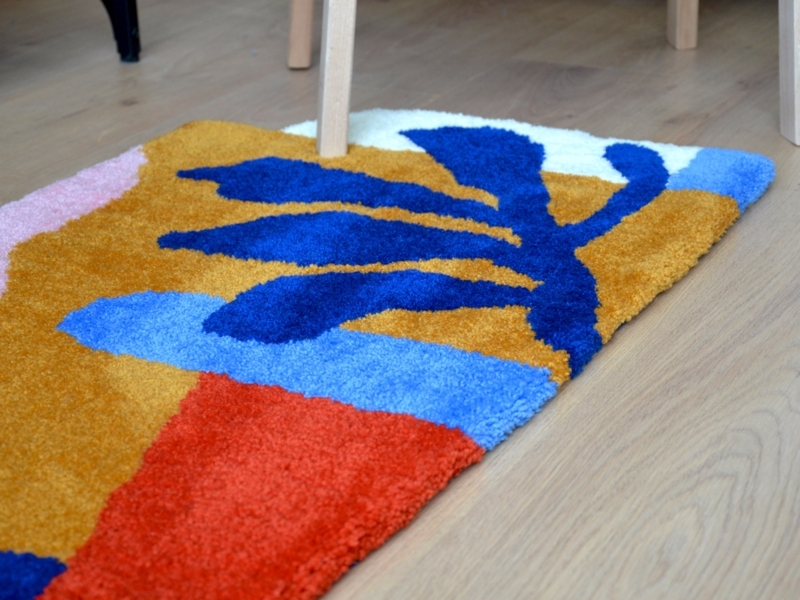 Vibrant Graphic Asymmetrical Colored Rug