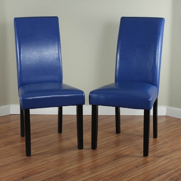 Villa Faux Leather Blue Dining Chairs Set of 2