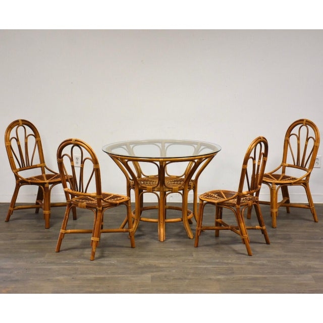 Vintage Bamboo Dining Table and Chair Set