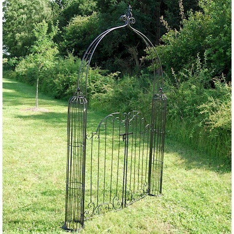 Vintage Black Metal Garden Gate with Arch