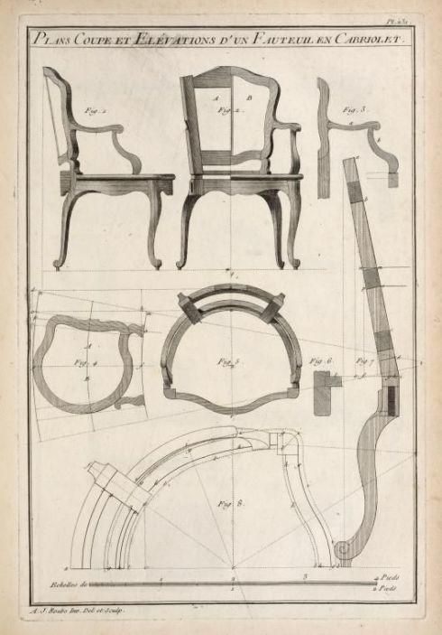 Vintage Chair Blueprint with Elegant Curved Design