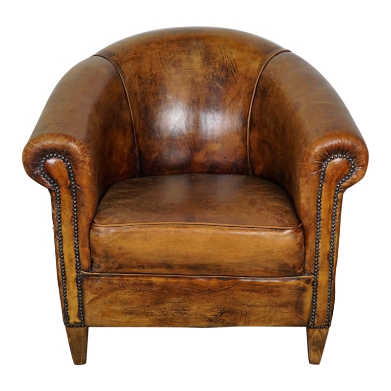 Vintage Cognac Leather Dutch Club Chair Design