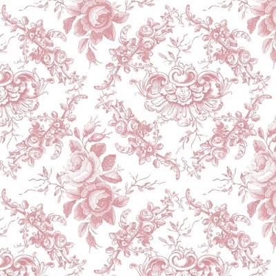 Vintage Floral Toile Fabric and Wallpaper Design