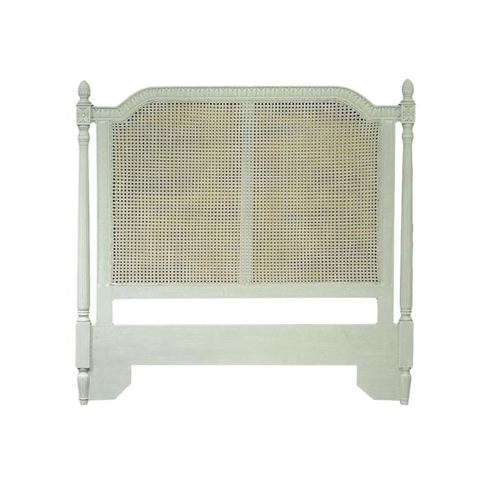 Vintage-Inspired Cane Headboard with Light Wood Finish
