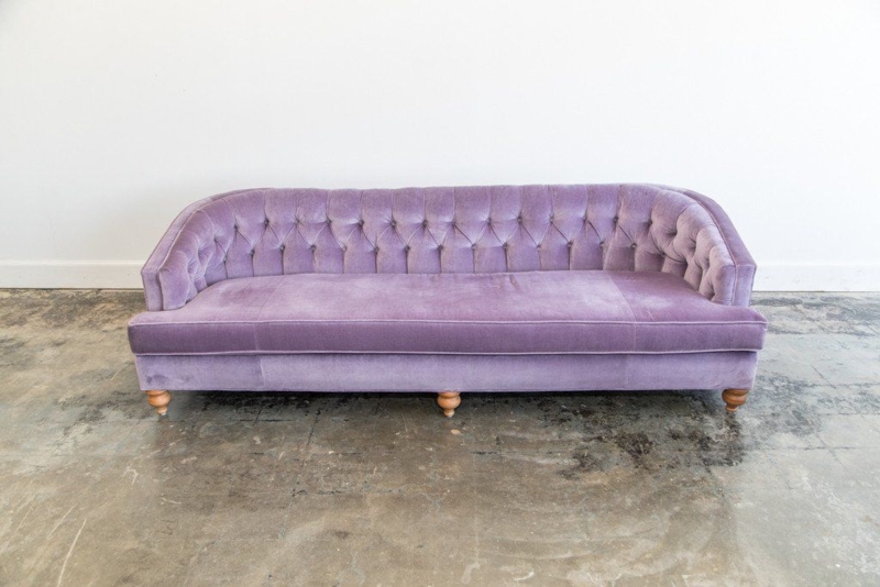 Vintage Lavender Velvet Sofa with Tufted Design
