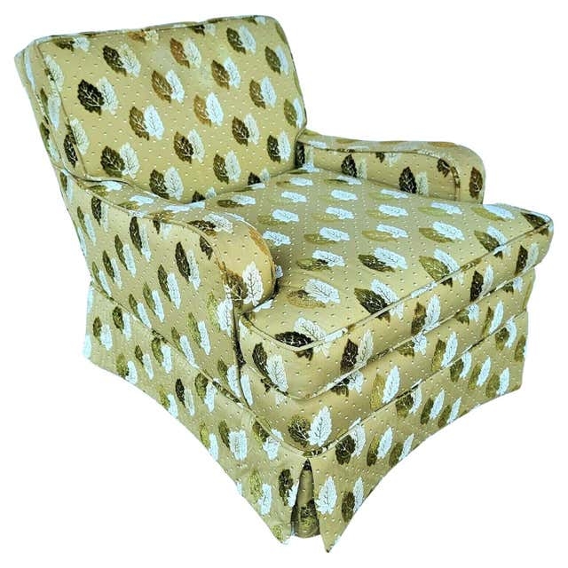 Vintage Leaf Pattern Upholstered Club Chair