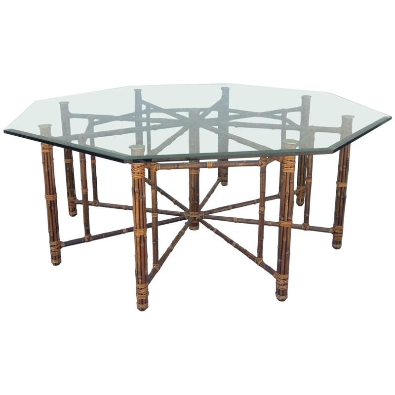 Vintage McGuire Hexagon Glass Top Dining Table
