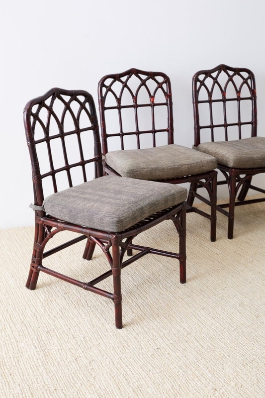 Vintage McGuire Lacquered Bamboo Dining Chairs Set