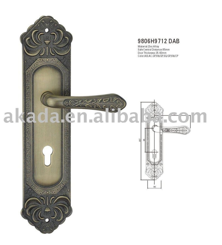 Vintage Ornate French Door Handle with Keyhole