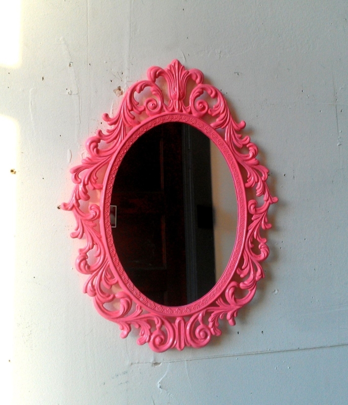 Vintage Pink Ornate Fairy Princess Wall Mirror