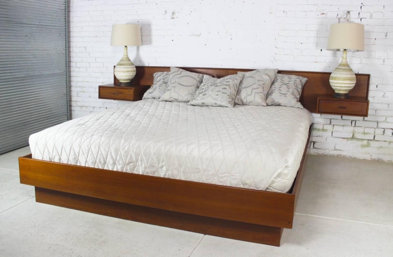 Vintage Scandinavian Modern Teak King Platform Bed