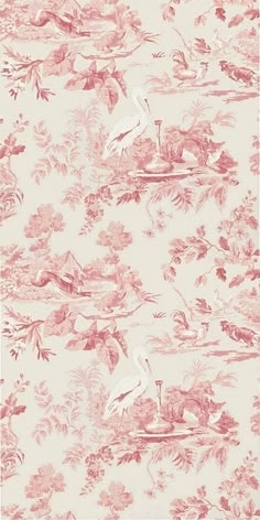 Vintage Wallpaper, Screen Wallpaper, Pink Toile Wallpaper, Aesthetic ...