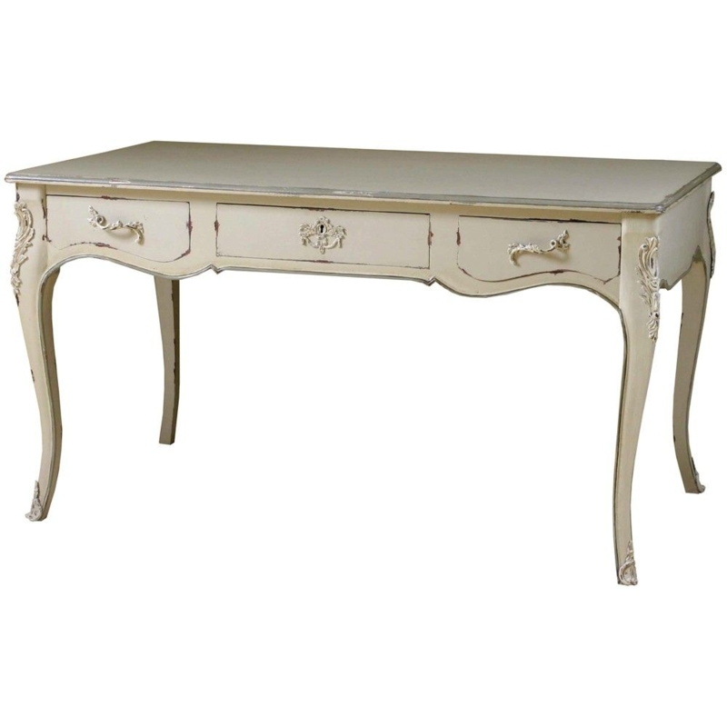 Vintage White Painted Louis French Writing Desk