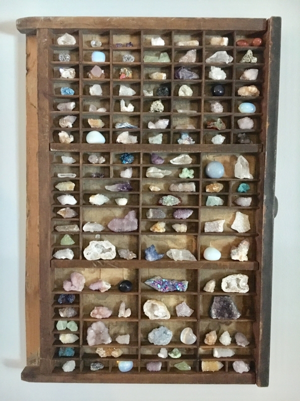 Vintage Wooden Display Case for Rock Collections