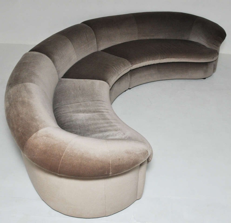 Vladimir Kagan Crescent Sectional Velvet Sofa