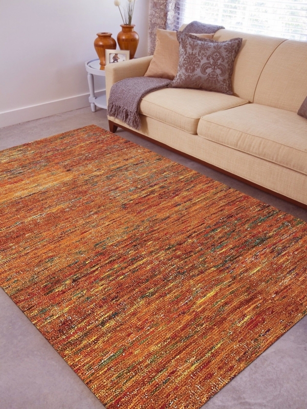 Warm Vibrant Orange Area Rug for Cozy Living Room