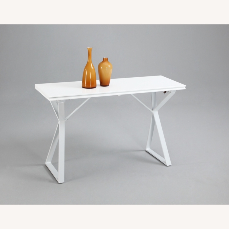Wayfair Gloss White Flip Top Console to Dining Table - AptDeco