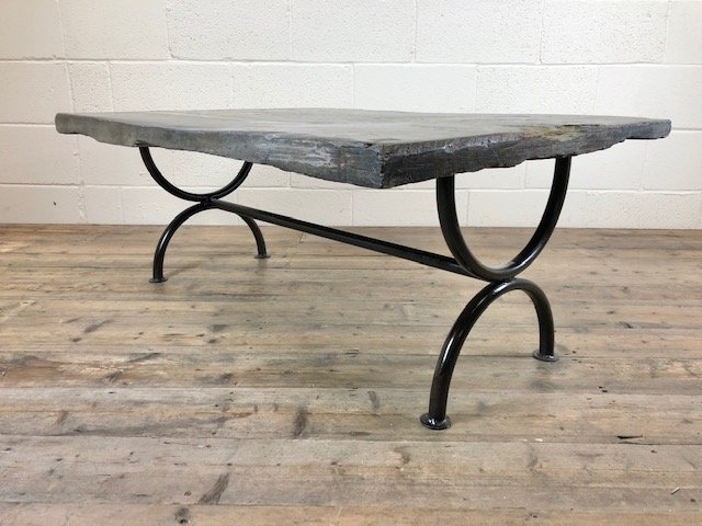 Welsh Slate Coffee Table with Curved Metal Legs