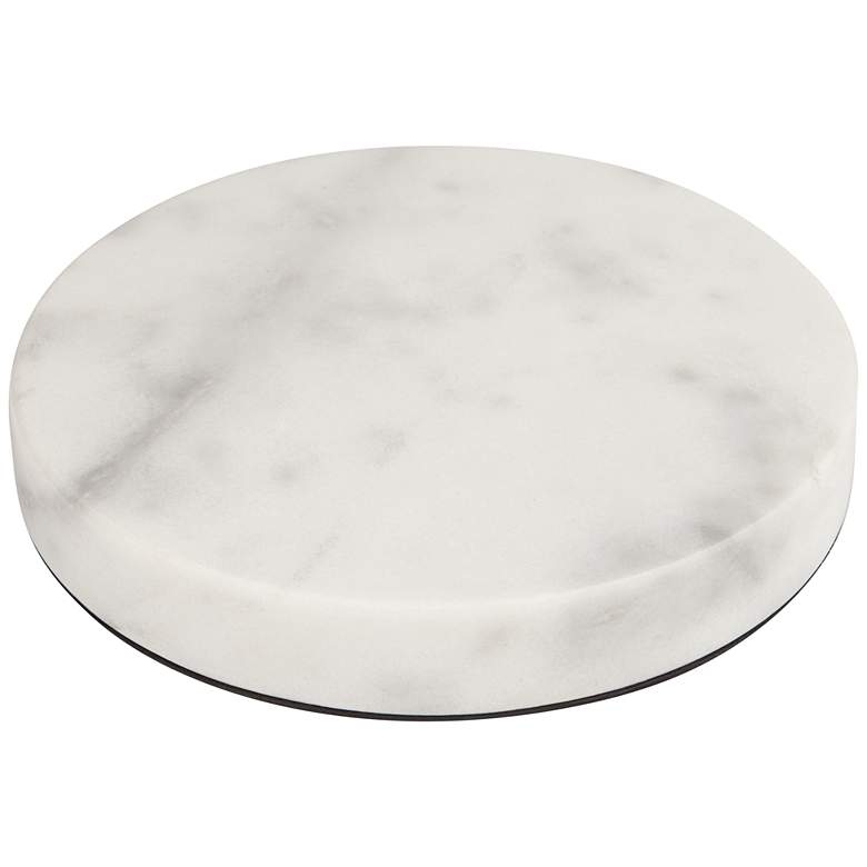 White Marble Round Pedestal Lamp Riser 8 Inch