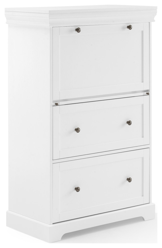White Traditional Wood Secretary Desk with Drawers