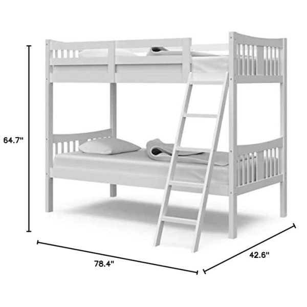 White Wooden Storkcraft Caribou Twin Bunk Bed