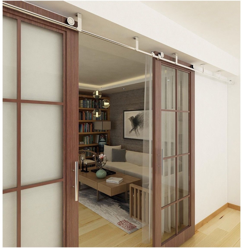 Wide Ceiling Mounted Barn Door Hardware for Double Doors