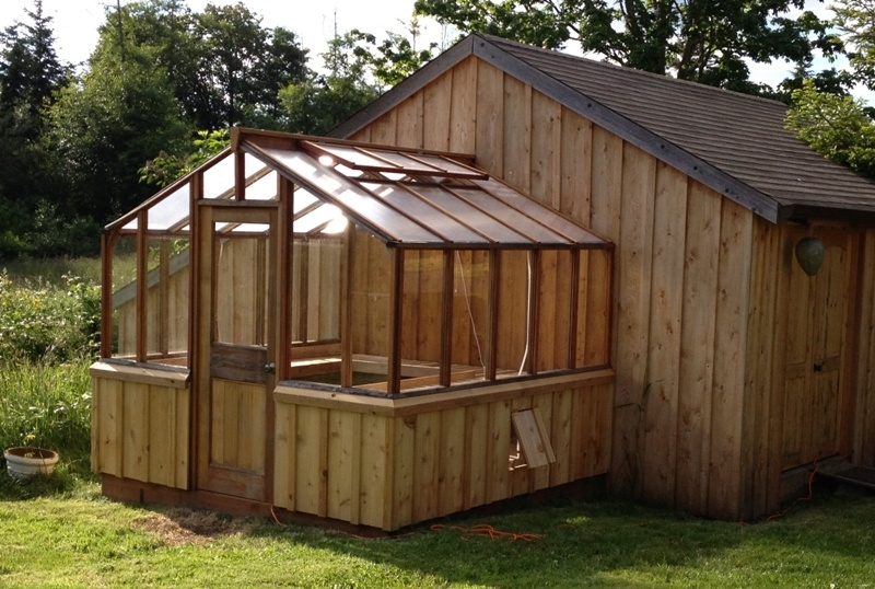 Wood-Framed Deluxe Greenhouse Attached to Shed