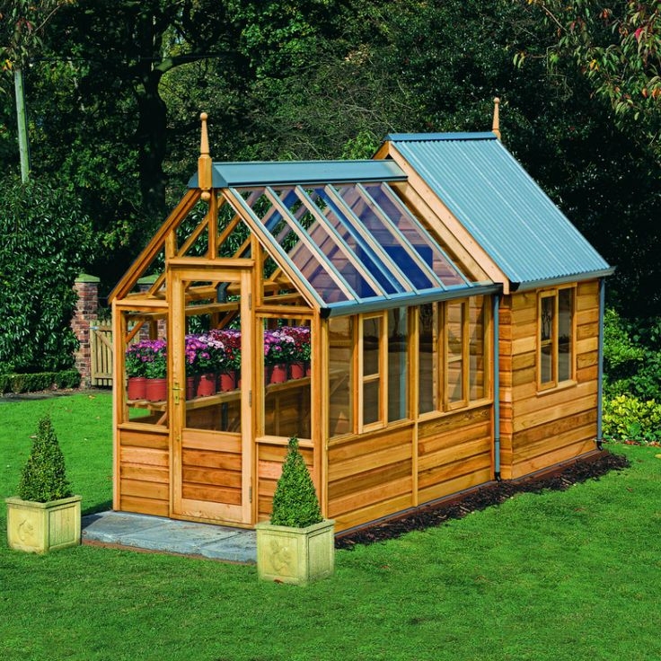 Wooden Combi Greenhouse with Attached Shed