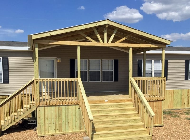 Wooden Gable Porch with Deck for Manufactured Home