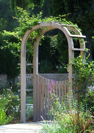 Wooden Garden Archway with Climbing Plants