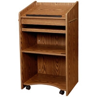 Wooden Mobile Hostess Stand with Storage Shelves