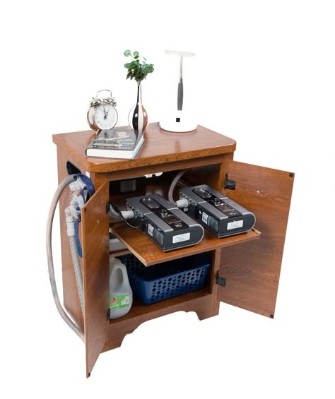 Wooden Nightstand with Hidden CPAP Storage