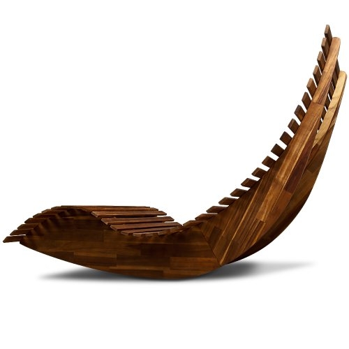 Wooden Sun Lounger - Garden Patio Deck Chair Curved Sauna Seat - House ...