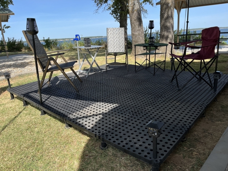 10x10 Portable Black Outdoor Patio Deck with Seating