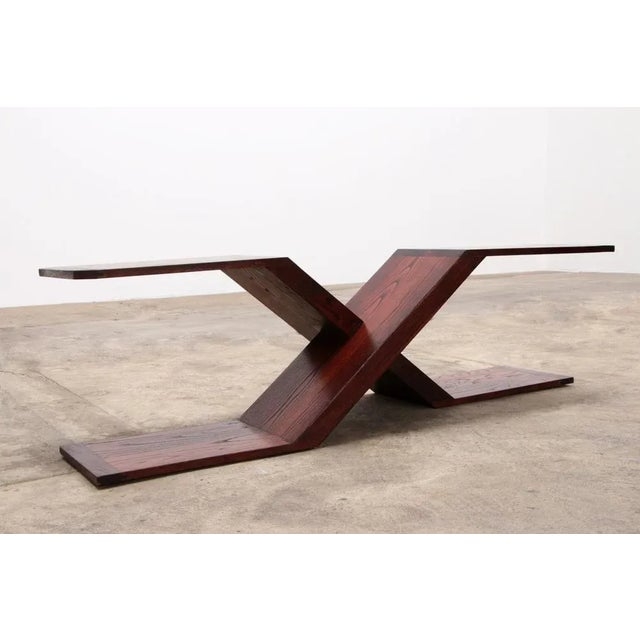 1970s Vintage Wooden Asymmetrical Coffee Table